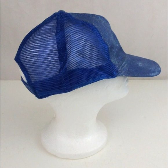 Blue Metallic Glittery Mesh Back Women's Snapback Baseball Cap - Picture 3 of 6